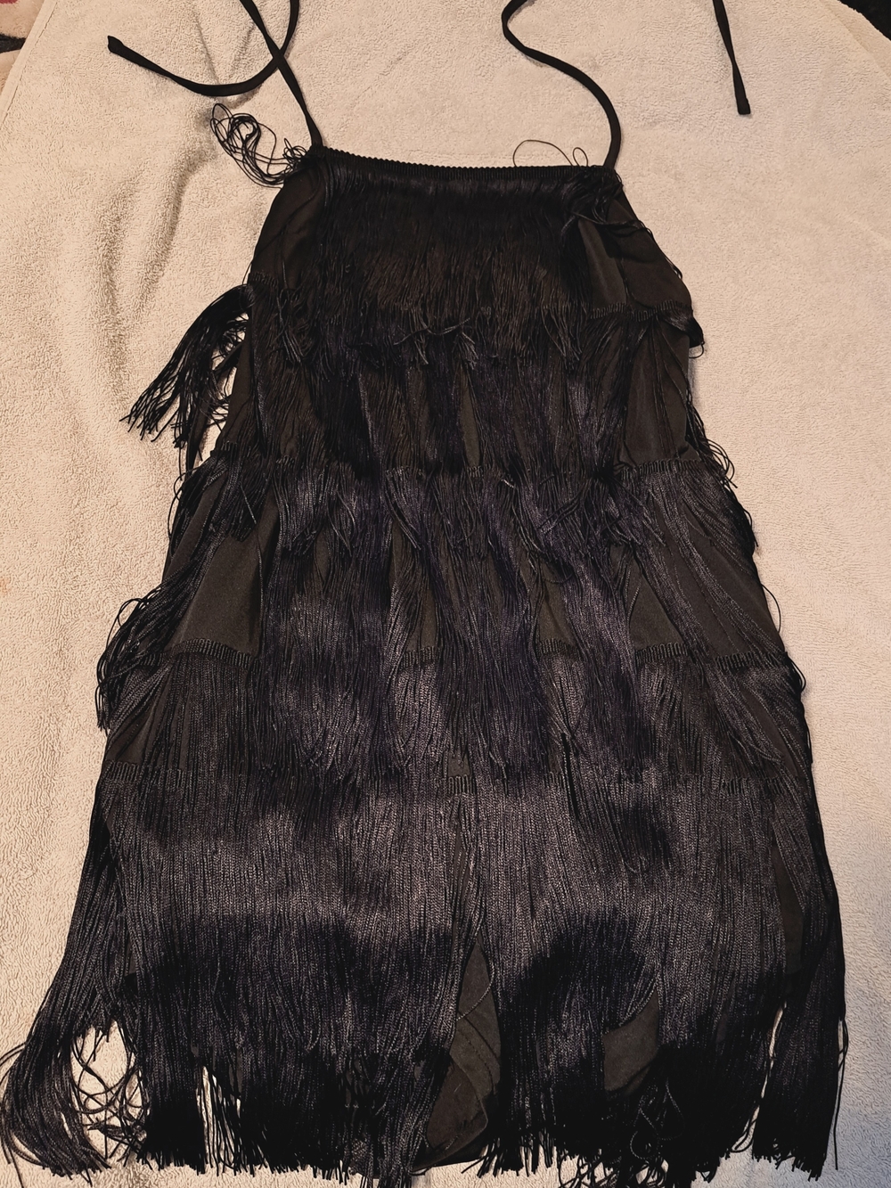 Back Tie Black Fringe Midi Dress With Shorts - Sleek Party Club Style